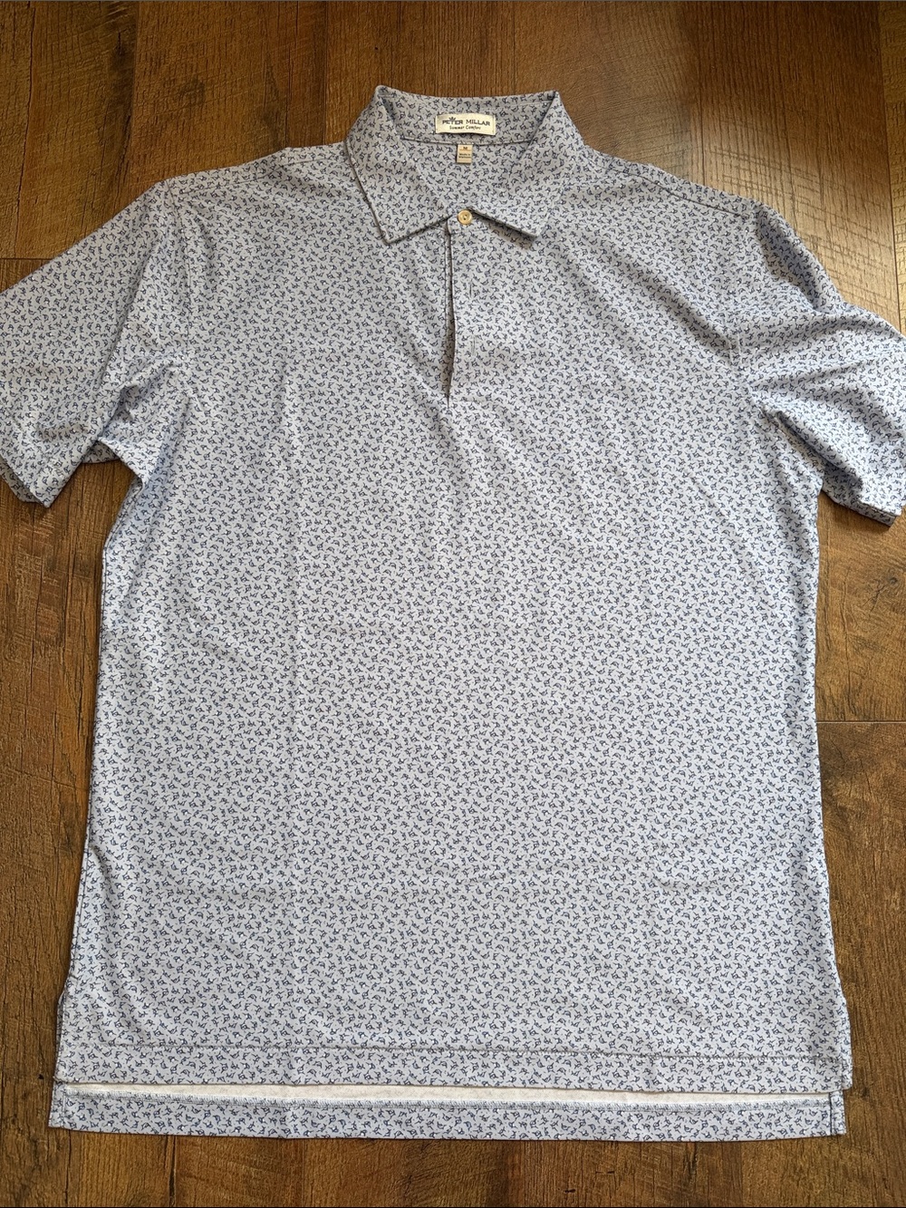 Peter Millar Light Blue Polo with Micro Pattern